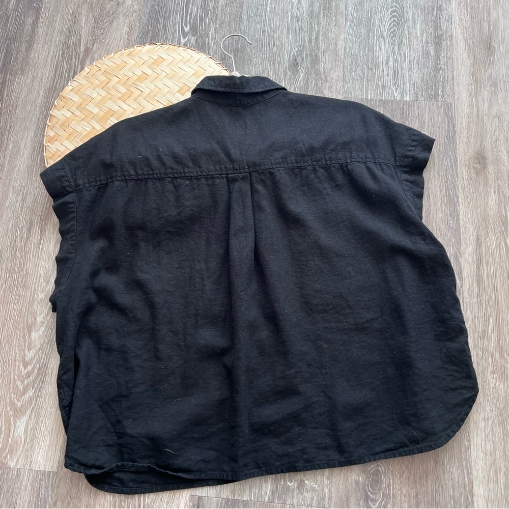 GAP linen blend crop shirt black button down‎ - Picture 8 of 8